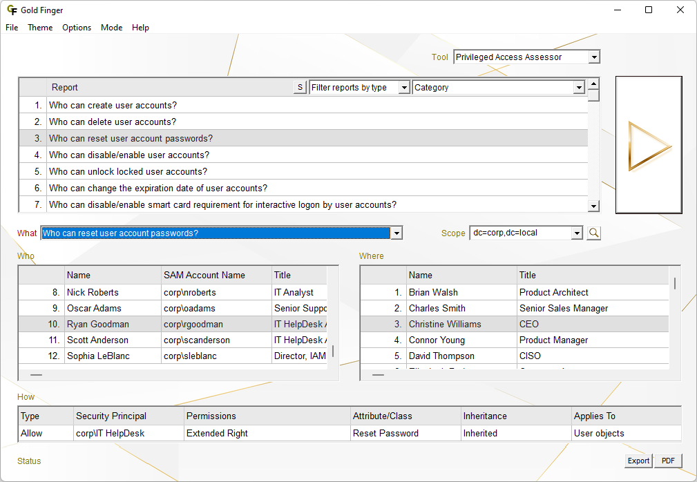 Gold Finger for Active Directory